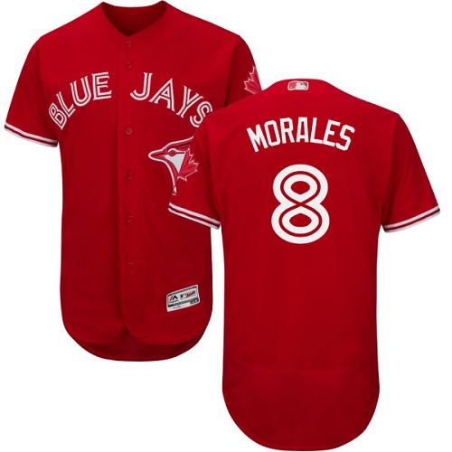Blue Jays #8 Kendrys Morales Red Flexbase Authentic Collection Canada Day Stitched MLB Jersey